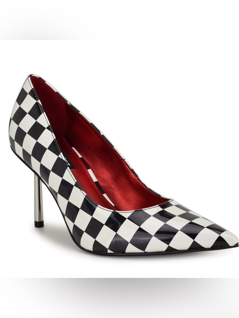 Nine West Deonne Black & White Checkered Pointey Toe Stiletto Pump, 6.5, NIB